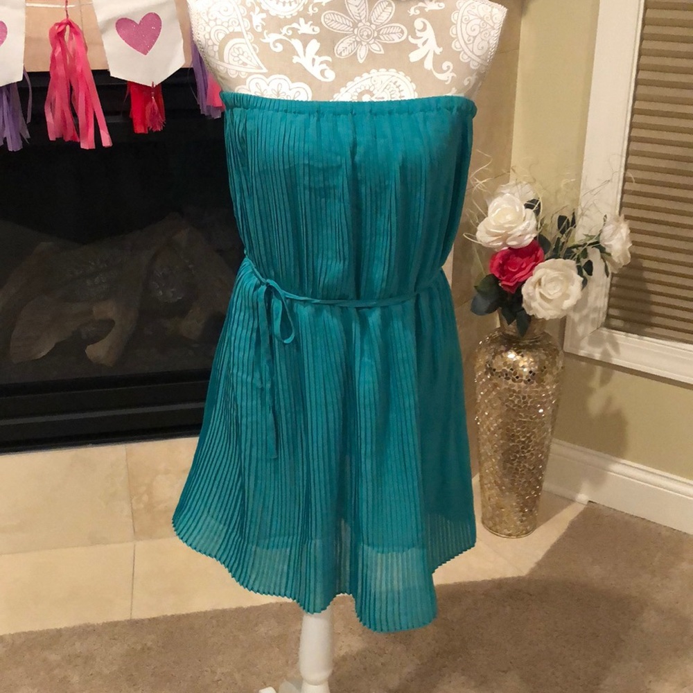 Strapless Pleated Dress